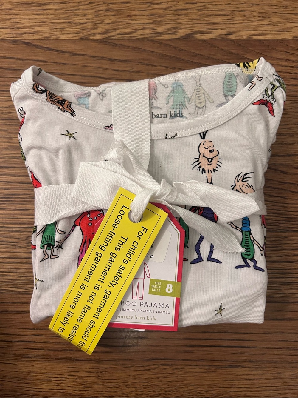 Pottery Barn Kids Dr. Seuss Grinch 2 piece Bamboo Pajama Set - Size 8 - NEW